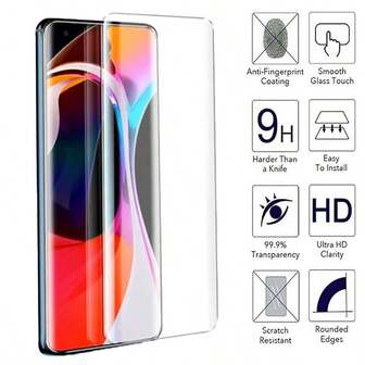 2 PCS - 3D Curved Fingerprint Unlocking Ultra HD Scratch-Resistant Screen Protective Film For Galaxy/Xiao Mi/Hua Wei/Honor/Vivo/Moto/Oppo/Infinix Screen Protection Essentials, Applicable To Daily Shield, Office, Home Phone Screen Protector Phone Accessories Waterproof Shockproof Anti-Fall Scratch Resistant
