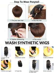 Fashion Short Curly Ponytail, 12 Inch Natural Drawstring, 2 Clips, Synthetic Fiber African Women Style - 彩色 - 查看 8