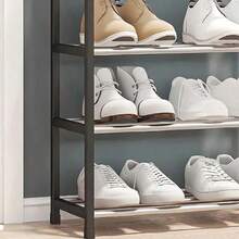 1pc 4-Tier Shoe Rack Organizer For Wardrobes, Stainless Steel, Shoe Rack For Front Entryways And Hallways, Floor Shoe Rack Cabinet Is Easy To Install And Saves Space, Freestanding Shoe Rack,Small Bedroom Shoe Rack . - Multicolor - View 8