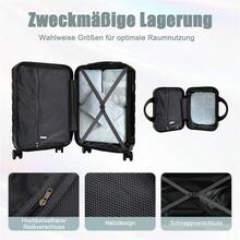 14"/19" 2-Piece ABS Spinner Suitcase Set With Combination Lock & 14" Cosmetic Bag (Black) - Black - View 11