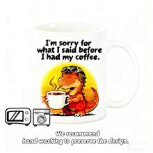 Taza de cerámica de 11 onzas con diseño de dinosaurio, taza creativa para bebidas calientes y frías, vaso de agua de oficina, regalo de vacaciones, sorpresa, regalo perfecto