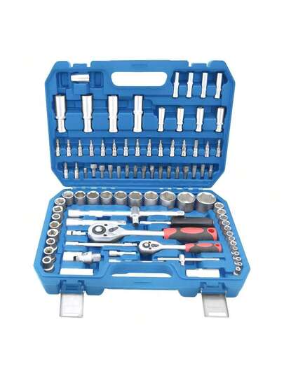 Jogo De Soquetes Automotivo 1/4 E 1/2 Pol 94 Pçs Com Maleta