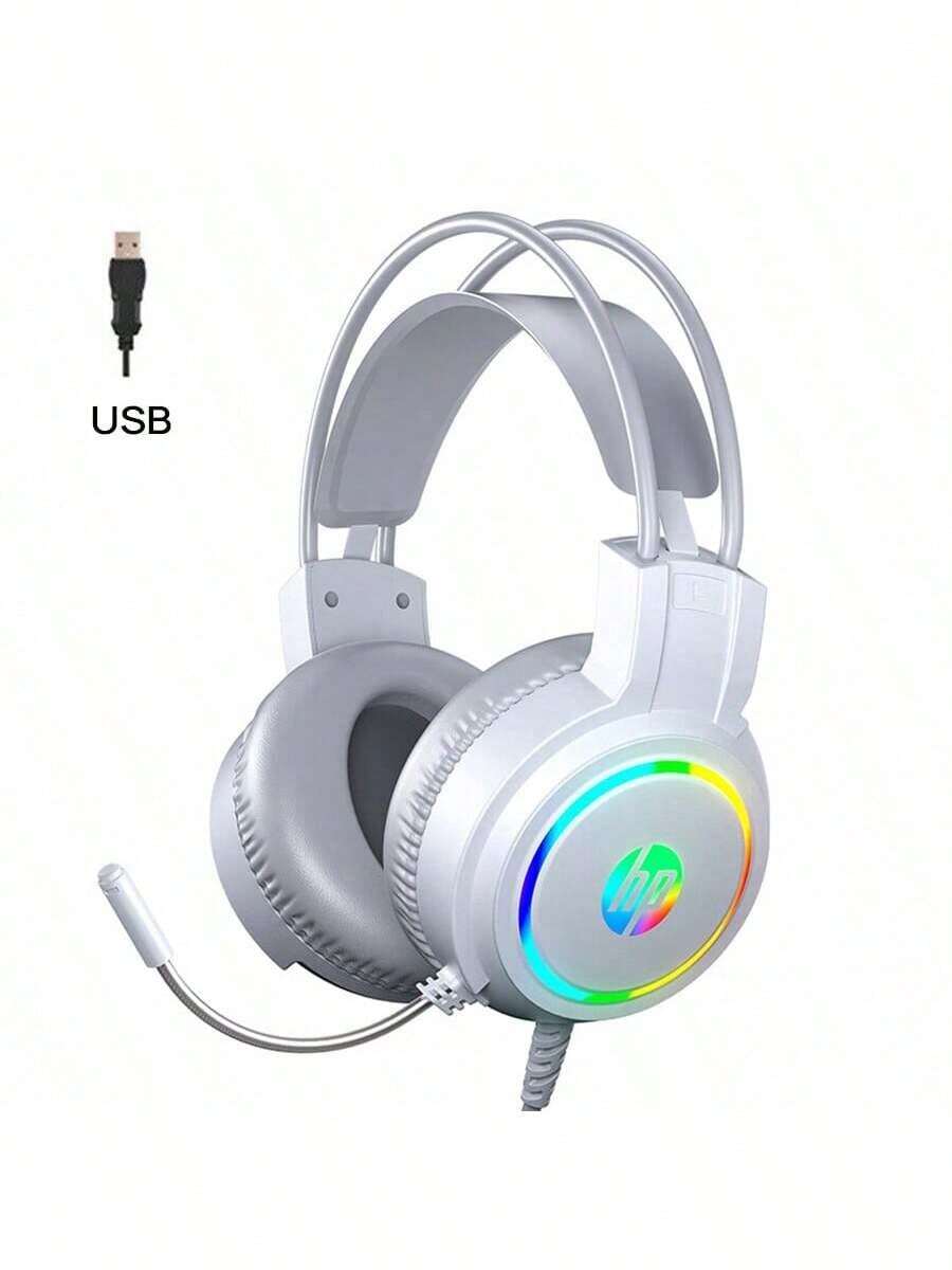 HP Tai nghe chơi game H100 với đèn RGB động nhiều màu, âm thanh sống động, micro chống ồn rõ nét, băng đô thích ứng, chuyển đổi chế độ kép, tương thích với PC và điện thoại, màu trắng 7.1 - Trắng 7.1 - Xem 1