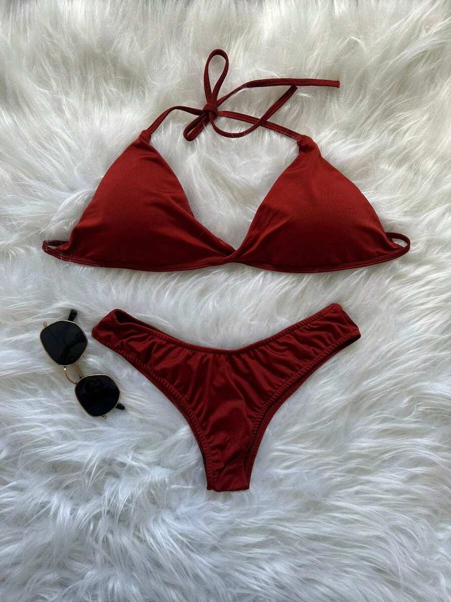 Delta Wing Bikini Set In Suplex Polyamide – Sexy, Comfortable And Stylish! Summer 2025 - Burgundy - View 1
