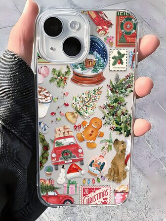 1pc Fashionable Personalized Christmas Tree Cookie Pattern Full Coverage Transparent TPU Anti-Fingerprint Phone Case Compatible With IPhone/Galaxy/IPhone16promax/16/16pro/16plus/11/15/15pro/15promax/12/13/14promax/Xs/Xr/11pro/11promax/12pro/12promax/13pro/13promax/7plus/14pro/14promax/14plus/7plus/8plus/8/Se2/12mini/13mini Soft Case