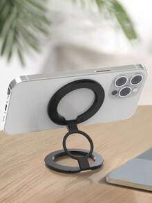 1个磁性指环支架，三段式双面磁吸，超轻薄，磁力强劲，360°旋转，可折叠，适用于任何墙面，可折叠指环手机支架，合金材质，便携通用，桌面创意设计，解放双手，适用于办公室、厨房、浴室、床头、健身房、汽车等场所。