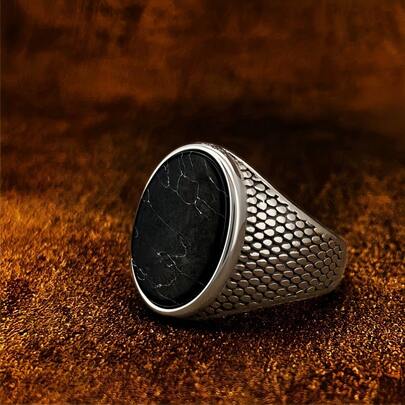 1pc Unique 3-Color Turquoise Stainless Steel Unisex Ring, Great Gift For Dad, Mom, Coworkers, Friends, Boyfriend, Couples