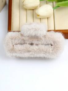 1pc Women's Large 13cm/5.11-Inch Mink Hair Acetate Hair Clip, Fashionable And Versatile, High-End Elegant And Simple Solid Color Hair Claws, Suitable For Daily Outings, Leisure, Parties, Commuting, Vacations, Face Washing, Makeup, Clothing Matching Summer Hair Clips, Hair Clutches, Hair Catchers, School Things, University Things Elegant Claw Clip Winter Hair Accessories