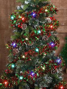 5M Guirnalda de oropel con 50 luces LED para árbol de Navidad, adornos colgantes para árbol de Navidad, Año Nuevo, decoración del hogar y exterior (alimentado por batería)