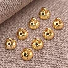 5/10/15pcs 18k Gold Plated Brass Bead End Cap With Hole,Bead Cones With Loop, End Connector For Bracelet, End Closure For DIY Necklace Making Craft Accessories - Multicolor - View 12
