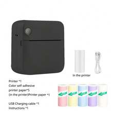 迷你打印机，便携式热敏无墨打印机，带 1 卷纸，兼容 IOS 和 Android，贴纸打印机，用于学习笔记、图片、DIY、日记 - 彩色 - 查看 17