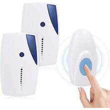 Dallfoll Timbre Inalámbrico,Timbre para Puertas con 1 Transmisor y 1 Receptor,Timbre Impermeable,3 Niveles de Volumen Ajustable con 36 Melodías,LED Indicador,Alcance a 100M, Casa,Oficina,Hotel,Almacén - Azul y blanco - Ver 10