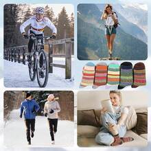 Pack de 5 calcetinesérmicos de invierno, calcetines retro casual, calcetines de punto clásicos, calcetinesérmicos de lana para el hogar para senderismo y montañen invierno - 5 piezas-B - Ver 6