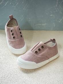 1 双女童粉色弹力一脚蹬休闲运动鞋，时尚透气，适合春秋季 - 粉色 - 查看 2