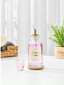 1pc 12OZ/350ML Mouthwash Dispenser, Coffee Syrup Bottle, Soy Sauce Vinegar Bottle, Bathroom Glass Mouthwash Rinser With Stainless Steel & Bamboo Sprout, Reusable Mouthwash Cup, Bamboo Tray And Stickers - Multicolor - View 13