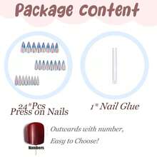 Stiletto Press On Nails Long Fake Nails Blue Chrome Glue On Nail Cat Eye Bling Acrylic Nails Shiny False Nails 24Pcs Manicure Stick On Nails Almond Glossy Artificial Gothic Nails - 多色2 - 查看 5
