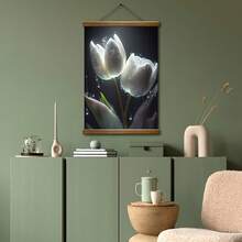Elegant White Tulips Canvas Wall Art - Frameless, High-Quality Print For Living Room, Bedroom, Office & Kitchen Decor - Perfect Gift Idea - Multicolor - View 1