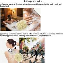 Electric Body Brush With 5 Heads 4 Speeds Digital Display For Shower,Handhels & Long Handle Waterproof,Overweight Person Deep Cleansing Whole Body,Exfoliating & Massaging All Skin Types - 白色 - 查看 4