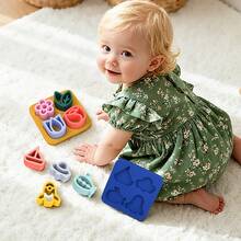 1 件婴儿玩具，硅胶堆叠拼图玩具，儿童益智玩具，从小培养宝宝的动手能力，花朵、飞机、轮船、星星月亮拼图，婴儿礼物，圣诞礼物，男孩和女孩的玩具，早教板和感官玩具