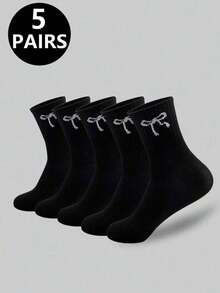 20 đôi tất dài đến bắp chân họa tiết nơ cổ điển dành cho cả nam và nữ, thoáng khí, thấm hút mồ hôi, tất thể thao mềm mại, thích hợp để mặc hàng ngày - Đen và trắng - Xem 11