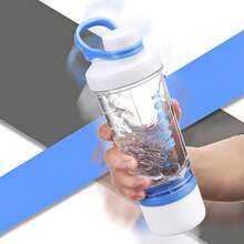 21oz Protein Shaker Bottle With Powder Storage Container-Shaker Cups Protein Shakes-Pre Workout Bottle-Mixer Cup-Gym Sport Bottle -Made With Tritan With Wire Whisk Balls - Màu xanh lam - Xem 5