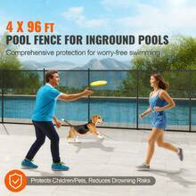Valla para piscina  , 4 x 96 pies, valla para piscinas enterradas, valla de para niños extraíble, valla para piscina de fácil instalación, valla de piscina de PVC Teslin de 340 g que protege a niños y mascotas - 4 x 96 pies - Ver 2