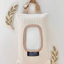 1 Simple Car Mounted Home Tissue Storage Bag, Baby Stroller, Cute Wet Wipes Hanging Bag, Easy To Draw, Portable Storage Bag - Beige - View 7