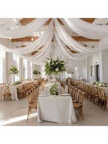 1 件白色 DIY 薄纱面料，适用于婚纱、蚊帐、缝纫、摄影背景、婚礼装饰、派对、生日、家居装饰、户外 - 白色 - 查看 5