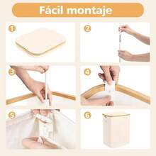 Cesta de lavandería plegable de 160 L con gran capacidad, equipada con 3 bolsas de lavandería extraíbles, ideal para almacenamiento y organización, cesta para ropa sucia, apta para lavadero, dormitorio y baño. - blanco - Ver 8