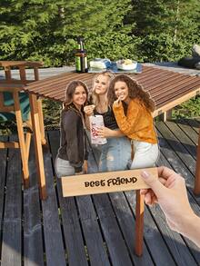 1 Stück personalisierte Acryl Foto Dekoration, individualisierte Acryl Foto Statue mit Holzsockel - angepasstes Familien-Porträt Display, Sockel mit individuell anpassbarem Text, klare Kunststoff Tisch-Aufstellung, Wohndekoration Erinnerungsstück, perfekt für Familienerinnerungen im Schlafzimmer, Wohnzimmer oder Büro, Foto Präsentationstafel