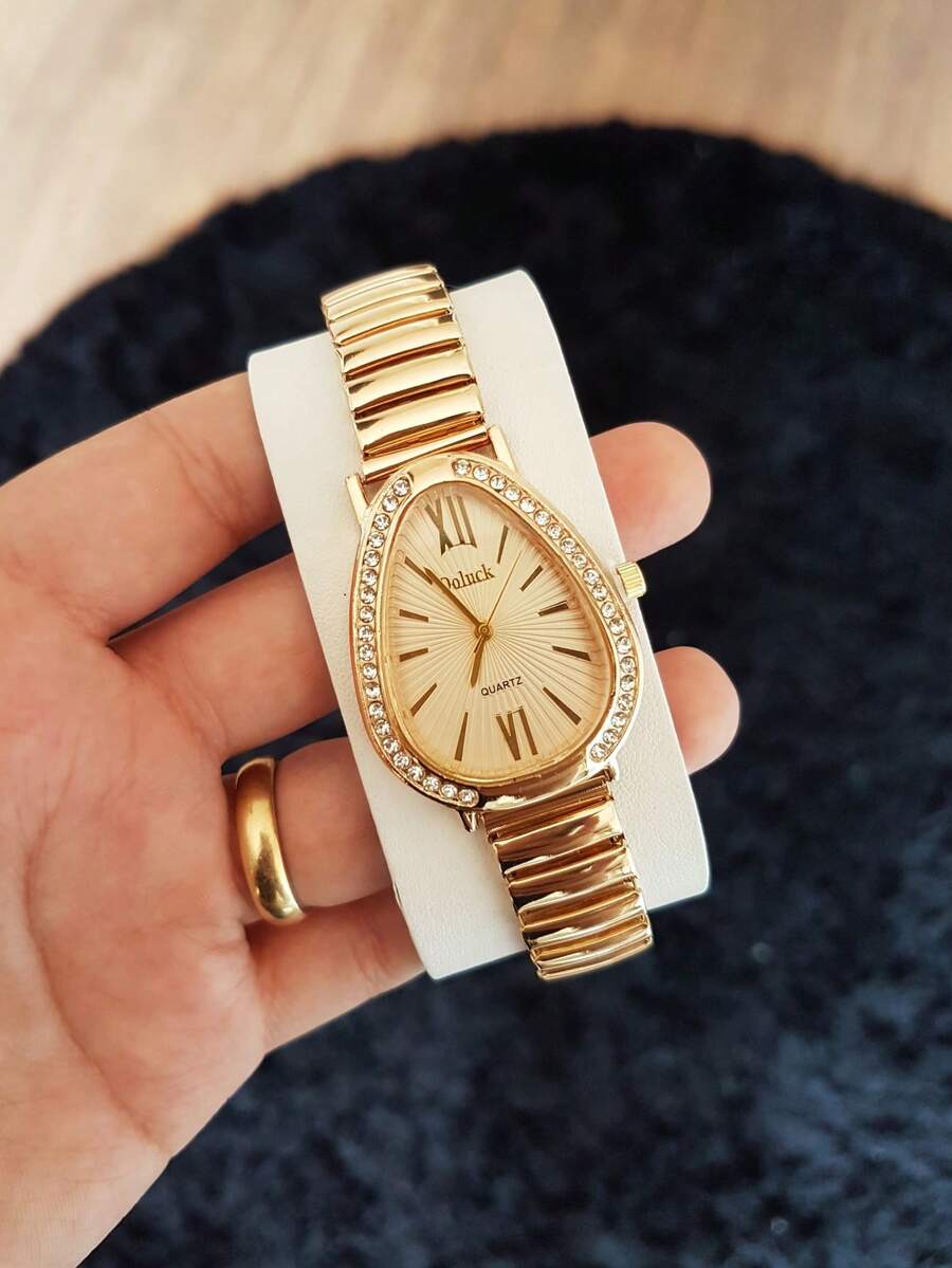 Women's Cobra Watch With Elastic Spring Strap - Gold - View 1