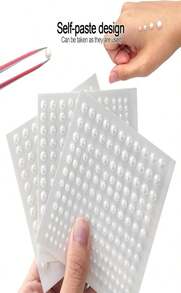 BlingKingdom 660pcs Self Adhesive Pearl Stickers Flat Back Pearls For Craft Hair Face Makeup Nail Cell Phone Scrapbooking Decor, 4 Size 3mm_4mm_5mm_6mm (White)