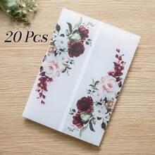 20个5x7英寸邀请卡透明牛皮纸套，花卉图案牛皮纸封面，透明卡片夹 - 彩色 - 查看 10