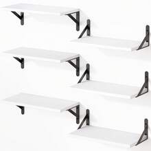 Superlele 6pcs 16.5 Inch Floating Shelves For Wall, Bookshelf, Wall Decor, Farmhouse Wall Shelves For Bedroom, Bathroom Storage, Living Room And Kitchen Decor, Room Decor