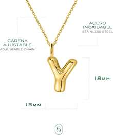 Clepsidra ®   Collares para mujer, collar inicial de Acero Inoxidable para uso diario. Cadenas para mujer resistente y elegante. Regalos y joyeria para mujer ideales para cumpleaños y bodas. Joyería - Y - Ver 3