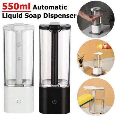 موزع الصابون الذكي بالأشعة تحت الحمراء الأوتوماتيكي بالاستشعار، موزع الصابون السائل/غسول اليدين الذكي الكهربائي بالاستشعار، شحن سريع من نوع C، بطارية ليثيوم كبيرة السعة للاستخدام لفترة طويلة، مقاوم للماء IPX5، زجاجة شفافة، مناسب للمدارس والفنادق والمطابخ والحمامات، هدية مثالية أو للاستخدام المنزلي