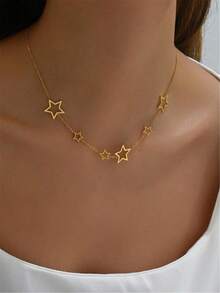 1 Stück 18K vergoldete Cut Out Stern Edelstahl Halskette für Frauen
