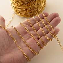2meter 18K Gold PVD Plated Stainless Steel Paperclip Chains Oval Link Bulk For DIY Adjustable Necklace Bracelet Jewelry Craft Making 1.5/2.2/2.5/3.0/3.5/4.0mm Width - Chain - View 5