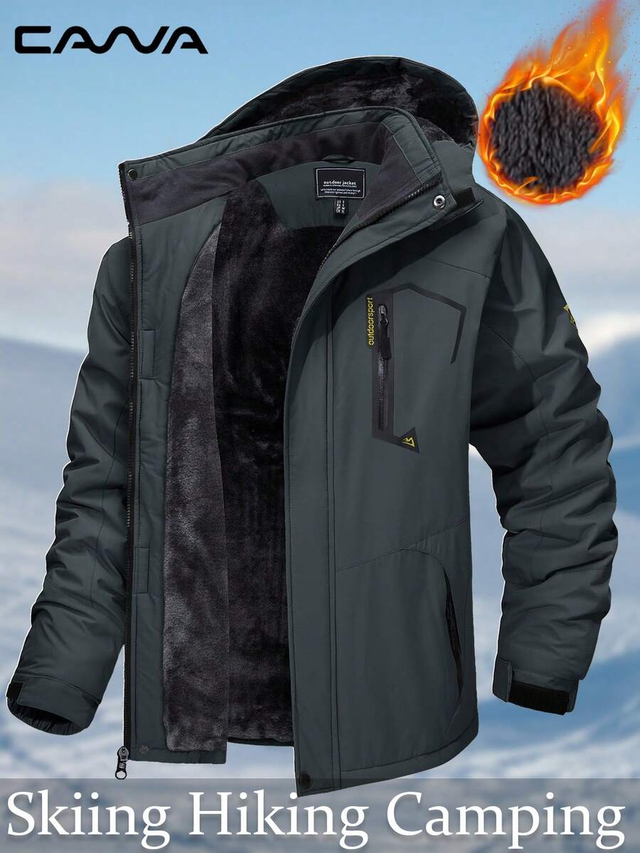 Cavva Men's Winter Thermal Lined Jacket Water Resistent Windproof Warm Multi-Pockets Skiing Coat Hiking Camping Climbing,Skiing - Grey - View 1