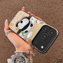 For IPhone 17 Case, Cute Panda Print Mobile Phone Case Compatible With Sam Galaxy S22 S23 FE 24 Ultra Cellphone Protective Cover For 17 Air 16E 16 15 14 13 12 8 7 Pro Plus X XS Max - màu đen - Xem 3
