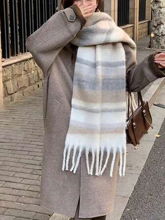 1pc Small Plaid Scarf, Soft & Warm For Autumn/Winter For Dress