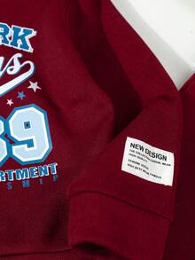 2pcs Young Boy Casual "NEW YORK" Letter Print Hoodie Sweatshirt + Pants Set, Autumn/Winter