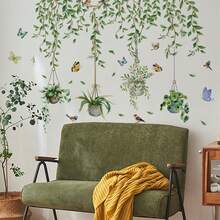 Vinilo decorativo de pared con diseño de plantas, mural artístico verde para pared, ideal para decorar tu sala de estar, dormitorio o cualquier espacio del hogar. - Verde - Ver 3