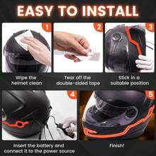 1 Set de Luces para Casco de Motocicleta, Luces de Freno Libres para Casco, Pegatinas de Rayas Iluminadas, Tira de Luz EL para Cascos de Motocicleta