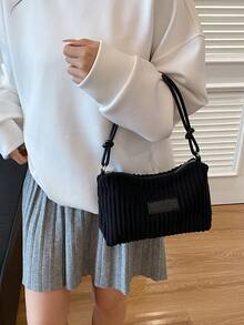 1 Stück Damen Cord Stoff Halbmond Umhängetasche, modisch retro vielseitig, geeignet für Einkaufen, Arbeit, Pendeln, Reisen