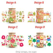 Christmas Cute Santa Gingerbread Cookie Gift Cozy Christmas UV Dtf Wraps For 16 Oz Glass Can Cup, Bookish Christmas Bookshelf Uv Dtf Cup Wraps For Glass Cup Bottle Tumbler Mug, Ho Ho Ho Cozy Christmas Winter Aesthetic Waterproof Uvdtf Cup Wraps For Laptop Diy Craft Decorations, Uv Dtf Decals Water Bottle Stickers