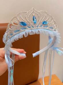 1 pezzo Cerchietto con corona blu, accessorio per capelli per adolescenti, cerchietto per foto di compleanno per ragazze, accessorio per capelli da principessa per adolescenti - Blu - Visualizzare 12