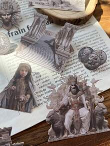 15 pezzi/confezione Adesivi vintage con personaggi della leggenda vichinga, case, paesaggi, figure carine, piante, decorazioni per scrapbooking, diari fai-da-te, forniture per la cancelleria