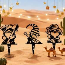 3 PiecesFairy Tale Dwarf Iron Ground Stakes - Outdoor Courtyard & Garden Decor, 4-Season Holiday Christmas Atmosphere Ornaments