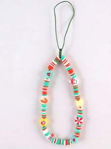 GO2CJBEADS 1pc New Fashion Christmas Mobile Phone Chain Lanyard For Women Simple Santa Claus Acrylic Beaded Phone Chain Beaded Keychain